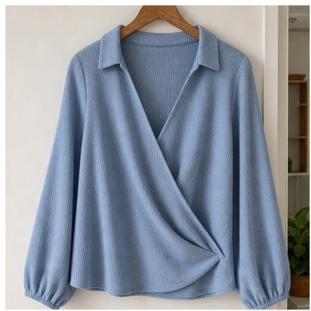 Blue Ruffle Blouse